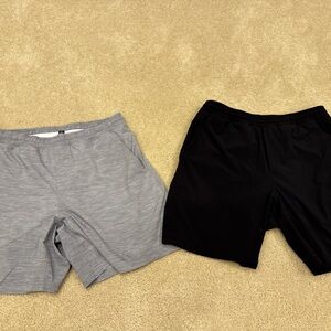2 Pairs Lululemon Athletica Pace Breaker Lined Gray and Black Athletic Shorts